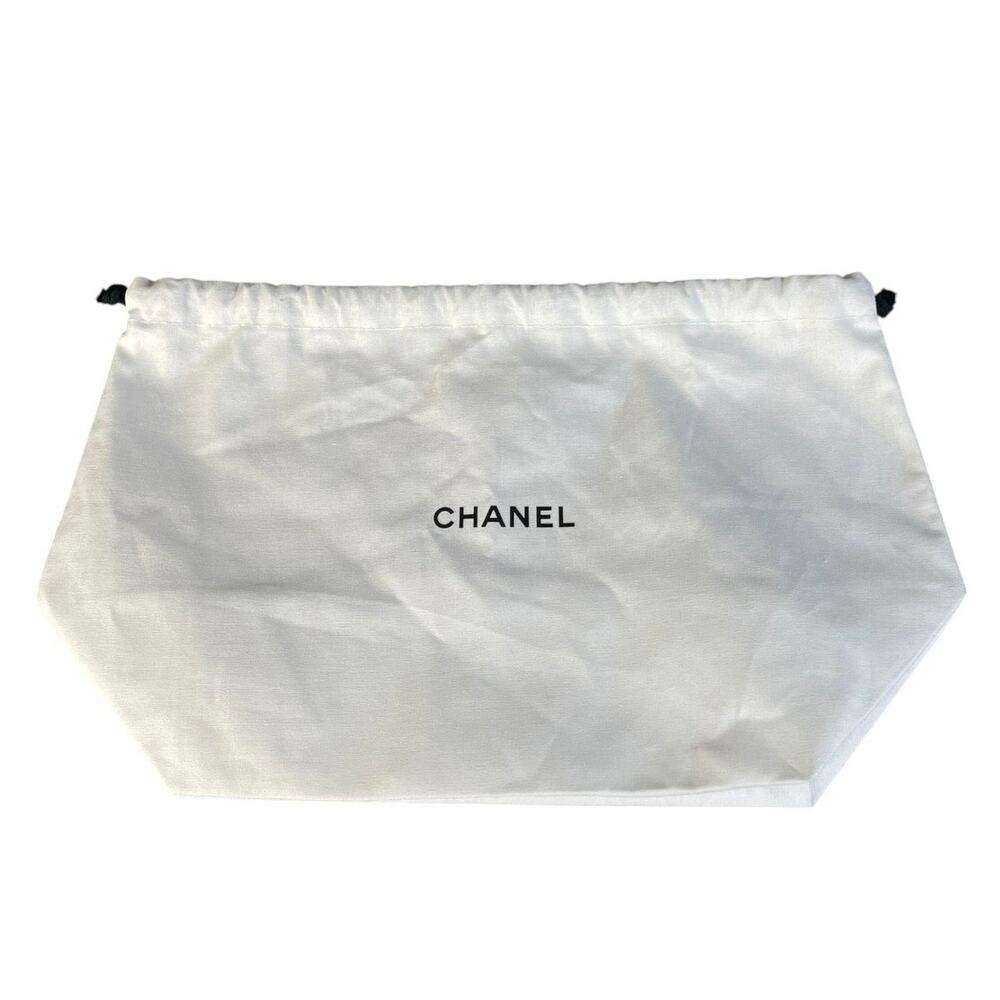 Chanel White 100% Cotton Drawstring Pouch From The Beauty Collection
